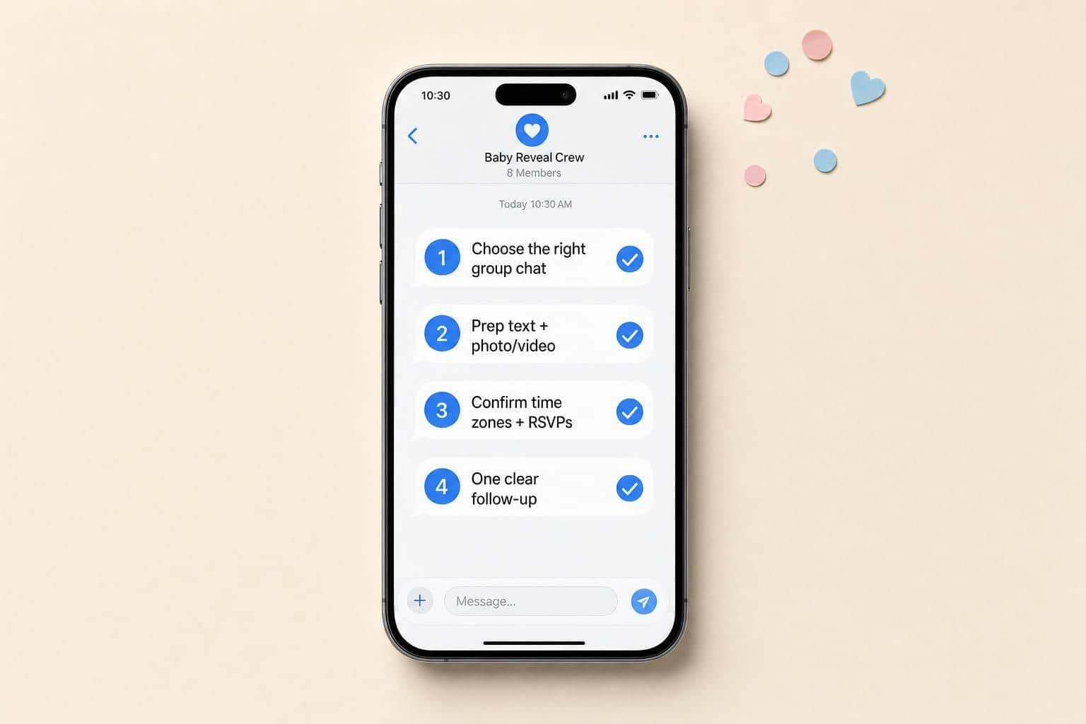 Checklist for Sharing Gender Reveals via Messaging Apps