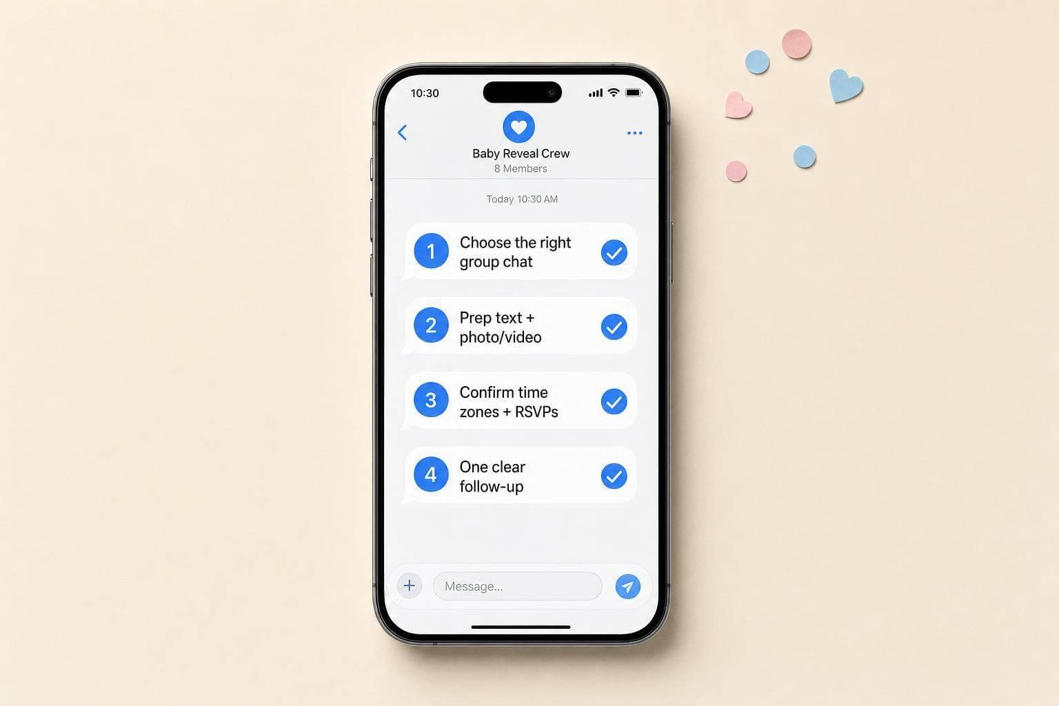 Checklist for Sharing Gender Reveals via Messaging Apps